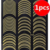 1sheet Gold 3D Nail Art Stickers Decals Metallic Nail Stickers Manicure Nail Art Decorations Water Transfer Stickers Tips