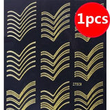 1sheet Gold 3D Nail Art Stickers Decals Metallic Nail Stickers Manicure Nail Art Decorations Water Transfer Stickers Tips