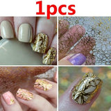 1sheet Gold 3D Nail Art Stickers Decals Metallic Nail Stickers Manicure Nail Art Decorations Water Transfer Stickers Tips