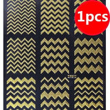1sheet Gold 3D Nail Art Stickers Decals Metallic Nail Stickers Manicure Nail Art Decorations Water Transfer Stickers Tips