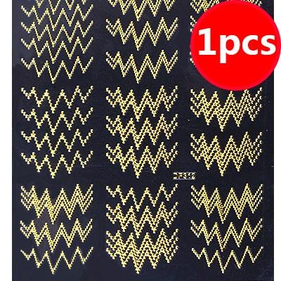 1sheet Gold 3D Nail Art Stickers Decals Metallic Nail Stickers Manicure Nail Art Decorations Water Transfer Stickers Tips