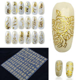 1sheet Gold 3D Nail Art Stickers Decals Metallic Nail Stickers Manicure Nail Art Decorations Water Transfer Stickers Tips