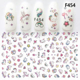 1sheet Nail Art Sticker Adhesive Unicorn Lavender Flower Pony Cross 3d Manicure Decoration Wraps Nails Tips Decal New Design