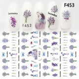1sheet Nail Art Sticker Adhesive Unicorn Lavender Flower Pony Cross 3d Manicure Decoration Wraps Nails Tips Decal New Design