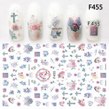 1sheet Nail Art Sticker Adhesive Unicorn Lavender Flower Pony Cross 3d Manicure Decoration Wraps Nails Tips Decal New Design