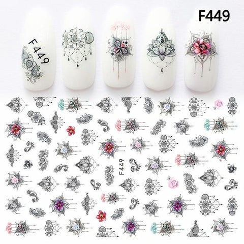 1sheet Nail Art Sticker Adhesive Unicorn Lavender Flower Pony Cross 3d Manicure Decoration Wraps Nails Tips Decal New Design