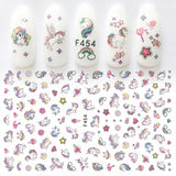 1sheet Nail Art Sticker Adhesive Unicorn Lavender Flower Pony Cross 3d Manicure Decoration Wraps Nails Tips Decal New Design