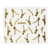 1sheets Gold Zipper 3d Designs Nail Art Stickers Decals Manicure Decor Tools DIY Nail Art Tips Fashion Accessories LAXF6021