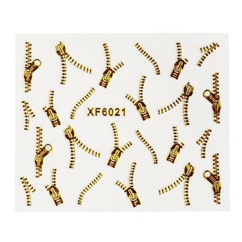 1sheets Gold Zipper 3d Designs Nail Art Stickers Decals Manicure Decor Tools DIY Nail Art Tips Fashion Accessories LAXF6021