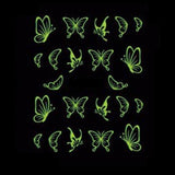 1sheets Hot Butterfly Bow Designs Luminous Nail Art Shinning Glitter Nail Art Stickers Decorations Manicure Tips Tools TRDG-007