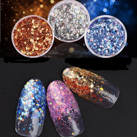 1x Pot 2g Bling Glitter Powder Dust Nail Art Sequin 3D Rainbow Clear Hexagon Slice  DIY Charm Nail Art Decor Manicure HHF