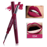 2 In 1 Lips Makeup Matte Lipstick Set Waterproof Sexy Colors Matte Lip Stick Liner Pencil Batom Retro Red Lips Contour Cosmetics