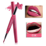 2 In 1 Lips Makeup Matte Lipstick Set Waterproof Sexy Colors Matte Lip Stick Liner Pencil Batom Retro Red Lips Contour Cosmetics