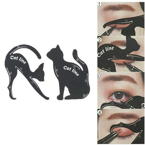 2 PCS Women Cat Line Eyeliner Stencils Pro Eye Template Shaper Model Easy to Makeup Tool