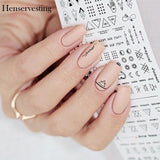 2 Sheet/Set Nail Sticker Decals Waterproof Art Letter Geometry Simple Pattern Nail Sticker DIY Nail Art Decoration