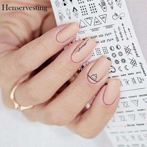 2 Sheet/Set Nail Sticker Decals Waterproof Art Letter Geometry Simple Pattern Nail Sticker DIY Nail Art Decoration