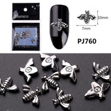 20/100Pcs Metal Gold stick Gold Silver Copper Bee Wing Studs For Nails Design Charms Manicure 3D Nail Art Decorations