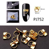 20/100Pcs Metal Gold stick Gold Silver Copper Bee Wing Studs For Nails Design Charms Manicure 3D Nail Art Decorations