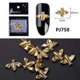 20/100Pcs Metal Gold stick Gold Silver Copper Bee Wing Studs For Nails Design Charms Manicure 3D Nail Art Decorations