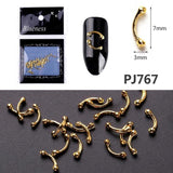 20/100Pcs Metal Gold stick Gold Silver Copper Bee Wing Studs For Nails Design Charms Manicure 3D Nail Art Decorations