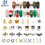 20/100Pcs Metal Gold stick Gold Silver Copper Bee Wing Studs For Nails Design Charms Manicure 3D Nail Art Decorations