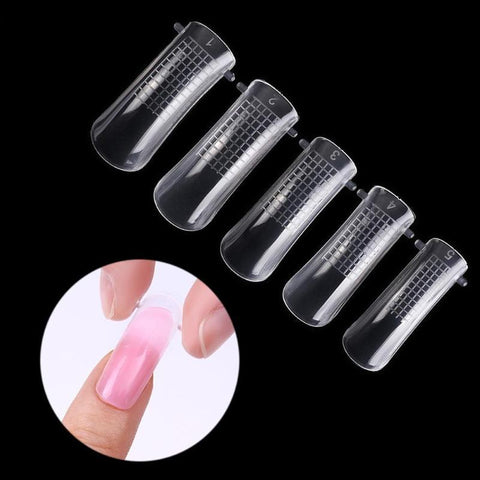 20/100pcs Acrylic Nails Mold with Scale Tools Full Cover Gel False Nail Tips Clear Cover Model Nails Art Manicure Tool Wholesale