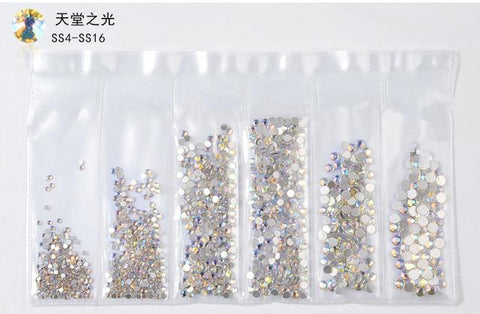 20 models selling hot-selling flat glass diamond size Rhinestones Set Crystal Glass Nail Rhinestones For DIY Nail art 300