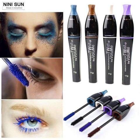 2016 New 4 Color Mascara 3d Eyes Makeup Lengthen Rimel Mascara Maquillage Blue/ Black/Brown/Purple Waterproof and Easy Remove