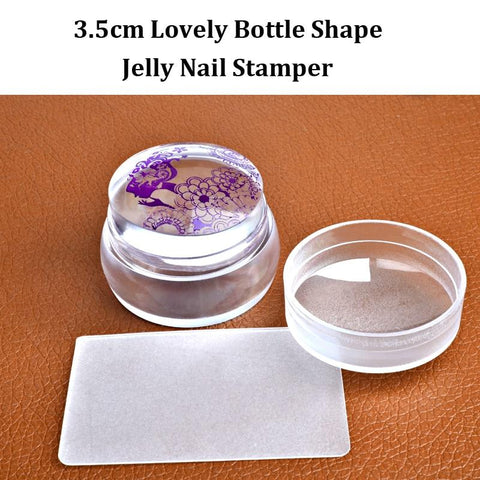 2016 New Lovely Design Matte Nail Art Stamper Scraper with Cap Silicone Jelly 3.5cm Nail Stamp Stamping Tools