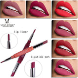 2017 New MISS ROSE 1PC Double-end Lasting Lipliner Waterproof Lip Liner Stick Pencil 8 Colors Party Daily Makeup Lipliner Pen