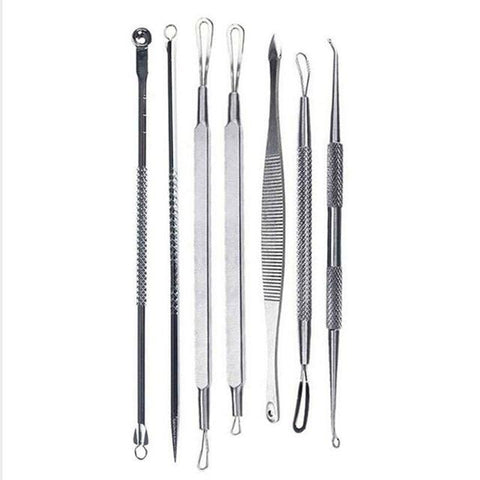 2017 Stainless Steel 7 Pcs/ set Acne Blemish Remover Cleaner Needle Pimple Spot Extractor Makeup Facial Face Cleaning Tools