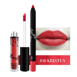 2018 Hot New Bud K Matte Liquid Lipstick+Lips Pencil Makeup Long Lasting Waterproof Lip Gloss Cosmetics Kit Batom