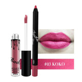 2018 Hot New Bud K Matte Liquid Lipstick+Lips Pencil Makeup Long Lasting Waterproof Lip Gloss Cosmetics Kit Batom