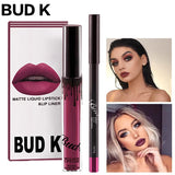 2018 Hot New Bud K Matte Liquid Lipstick+Lips Pencil Makeup Long Lasting Waterproof Lip Gloss Cosmetics Kit Batom