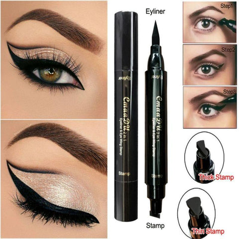 2018 Miss Rose Brand Eyes Liner Liquid Make Up Pencil Waterproof Black Double-ended Makeup Stamps Eyeliner Pencil