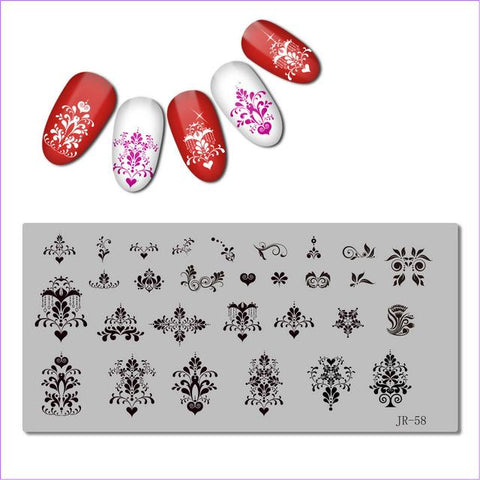 2018 Stainless Steel Nail Stamping Plate Template Florid Unicorn Swirl Pattern Zociac Coffee Anchor Arrow Nail Tool JR058-70