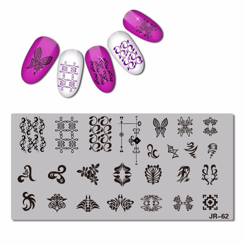 2018 Stainless Steel Nail Stamping Plate Template Florid Unicorn Swirl Pattern Zociac Coffee Anchor Arrow Nail Tool JR058-70