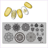 2018 Stainless Steel Stamping Plate Template Xmas Christmas Snow Tea Cup Mandala Red Wine Flower Love Easter Nail Tool JR101-110