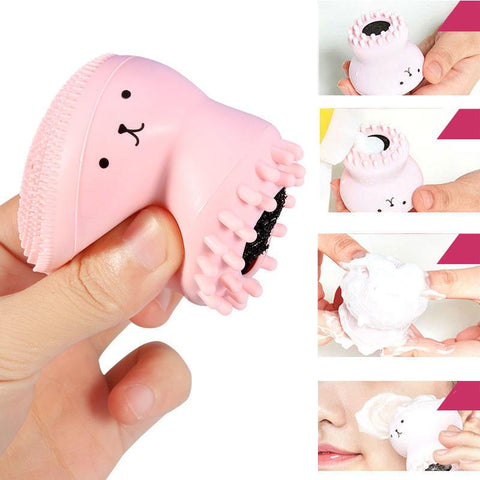 2019 Pink Cute Facial Cleansing Exfoliator Cute Silica Gel Massage Deep Cleaning Face Brush Cleanser