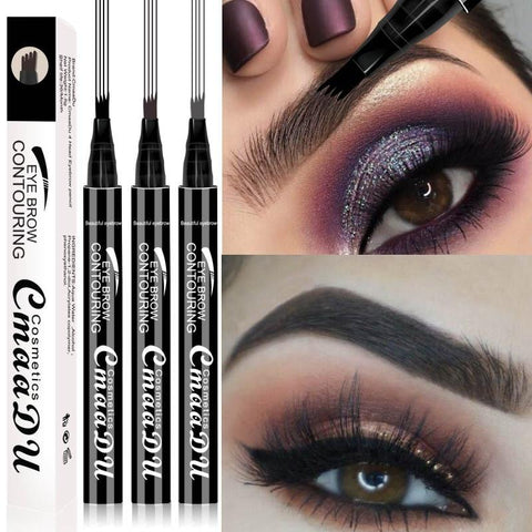 2019 Waterproof Microblading Tatto Eyebrow Liquid Ink Makeup Fine Sketch 4 Fork Eyebrow Pen Waterproof Tattoo Eye Brow