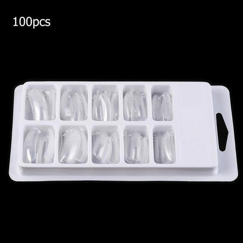 20pcs Acrylic Nails Mold with Scale Tools Full Cover Gel False Nail Tips Clear Cover Model Nails Art Manicure Tool Wholesale