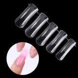 20pcs Acrylic Nails Mold with Scale Tools Full Cover Gel False Nail Tips Clear Cover Model Nails Art Manicure Tool Wholesale