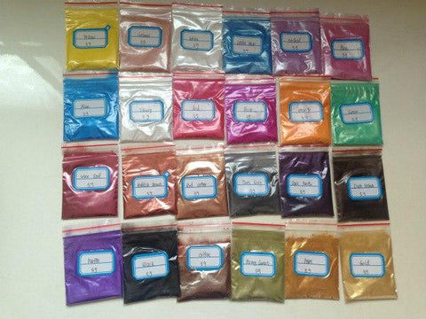 24 Colors Mixed  Healthy Natural Mineral Mica Powder DIY For Soap Dye Soap Colorant makeup  1 Lot =5g/10g*24 colors =120g/240g