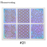 24 Type Hollow Laser Nail Art Sticker Stencil Set Gel Polish Nail Vinyl Tip Transfer Guide Template Nail Decals Stickers