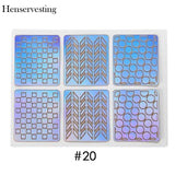 24 Type Hollow Laser Nail Art Sticker Stencil Set Gel Polish Nail Vinyl Tip Transfer Guide Template Nail Decals Stickers