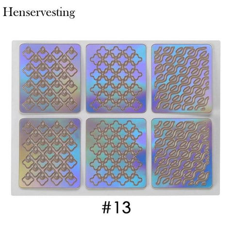 24 Type Hollow Laser Nail Art Sticker Stencil Set Gel Polish Nail Vinyl Tip Transfer Guide Template Nail Decals Stickers