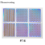 24 Type Hollow Laser Nail Art Sticker Stencil Set Gel Polish Nail Vinyl Tip Transfer Guide Template Nail Decals Stickers