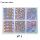 24 Type Hollow Laser Nail Art Sticker Stencil Set Gel Polish Nail Vinyl Tip Transfer Guide Template Nail Decals Stickers