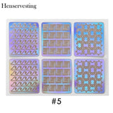 24 Type Hollow Laser Nail Art Sticker Stencil Set Gel Polish Nail Vinyl Tip Transfer Guide Template Nail Decals Stickers