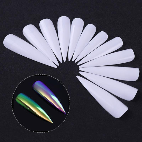 24Pcs False Nail Tips Long Cuspidal Stiletto Nail Tips White French Salon Acrylic Nail Art False Nail Tip